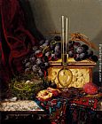 Still Life With Fruit, Birds Nest, Glass Vase And Casket by Edward Ladell